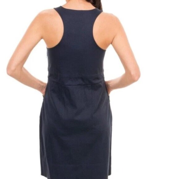 Gretchen Scott Navy Blue~Green Beaded Sleeveless Dress Size XS - Picture 2 of 12